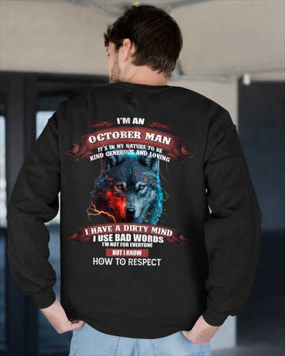 OCTOBER - KNOW HOW TO RESPECT - BIRTHDAY T-SHIRT FOR MEN - NGHL10 / male (SKU12-162-10)