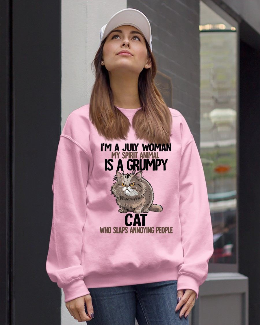 JULY - MY SPIRIT ANIMAL IS A GRUMPY CAT - BIRTHDAY SHIRT FOR WOMEN - NGHL07 (SKU12-278-07)