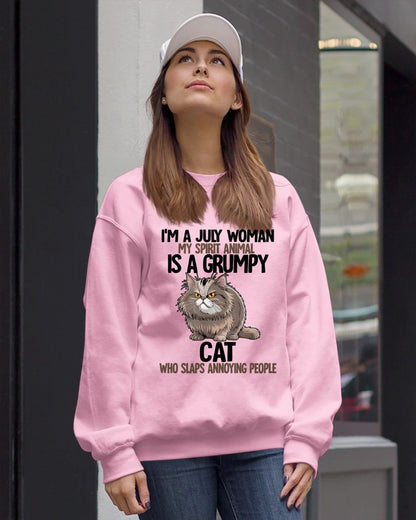 JULY - MY SPIRIT ANIMAL IS A GRUMPY CAT - BIRTHDAY SHIRT FOR WOMEN - NGHL07 (SKU12-278-07)
