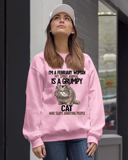 FEBRUARY - MY SPIRIT ANIMAL IS A GRUMPY CAT - BIRTHDAY SHIRT FOR WOMEN - NGHL02 (SKU12-278-02)
