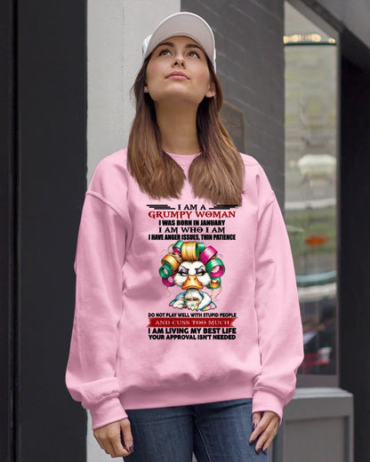 JANUARY - GRUMPY WOMAN - BIRTHDAY SHIRT FOR WOMEN - NGHL01 (SKU26T-01-22-01)