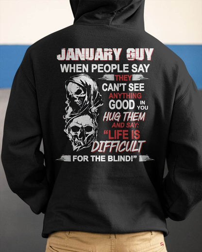 JANUARY - HUG THEM AND SAY... - BIRTHDAY T-SHIRT FOR MEN - NGHL01 (SKU12-253-01)