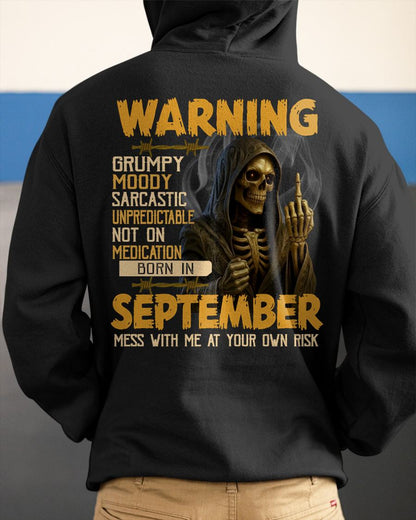 SEPTEMBER - WARNING GRUMPY MOODY - BIRTHDAY T-SHIRT FOR MEN - NGHL09 (SKU26T-01-07-09)