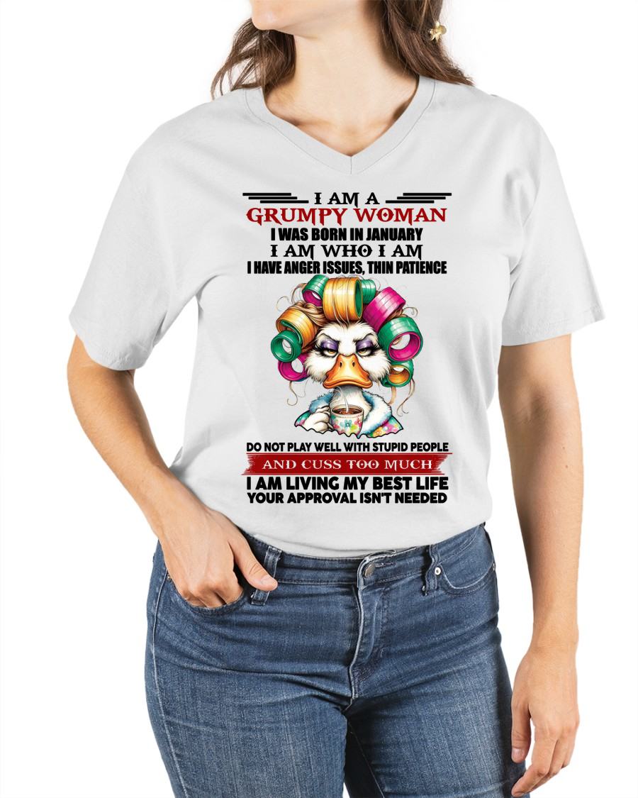 JANUARY - GRUMPY WOMAN - BIRTHDAY SHIRT FOR WOMEN - NGHL01 (SKU26T-01-22-01)