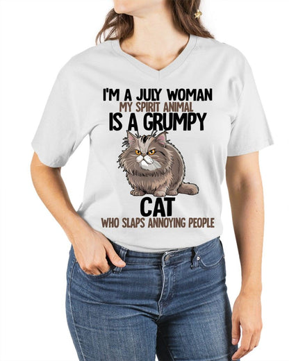 JULY - MY SPIRIT ANIMAL IS A GRUMPY CAT - BIRTHDAY SHIRT FOR WOMEN - NGHL07 (SKU12-278-07)