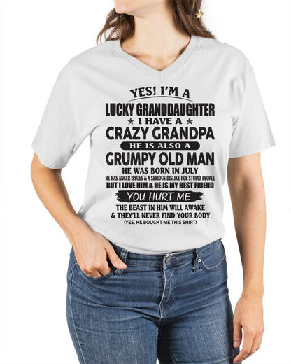 JULY - LUCKY GRANDDAUGHTER OF CRAZY GRANDPA - PERFECT GIFT FOR YOUR GRANDDAUGHTER FROM GRANDPA - DTSM07 (SKU10-150-07)