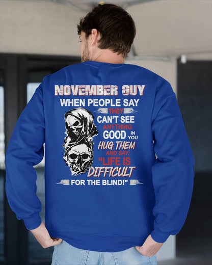 NOVEMBER -  HUG THEM AND SAY... - BIRTHDAY T-SHIRT FOR MEN - NGHL11 (SKU12-253-11)