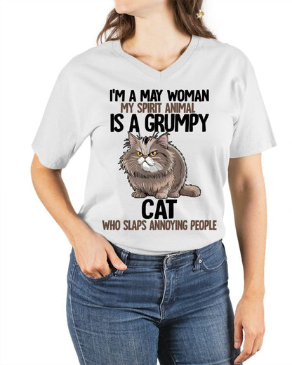 MAY - MY SPIRIT ANIMAL IS A GRUMPY CAT - BIRTHDAY SHIRT FOR WOMEN - NGHL05 (SKU12-278-05)