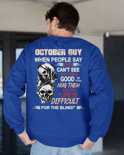 OCTOBER -  HUG THEM AND SAY... - BIRTHDAY T-SHIRT FOR MEN - NGHL10 (SKU12-253-10)