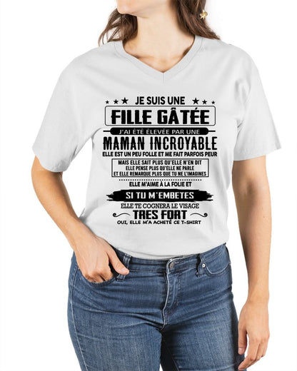 T-SHIRT JE SUIS UNE FILLE CHANCEUSE – CADEAU TOUCHANT DE MAMAN INCROYABLE - frNGHL00 (SKU26T-0190-00)