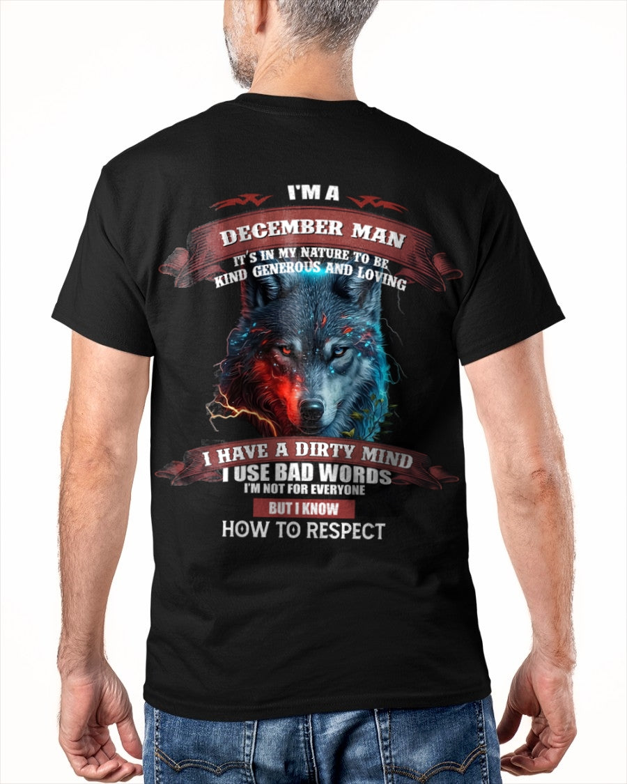 DECEMBER - KNOW HOW TO RESPECT - BIRTHDAY T-SHIRT FOR MEN - NGHL12 / male (SKU12-162-12)