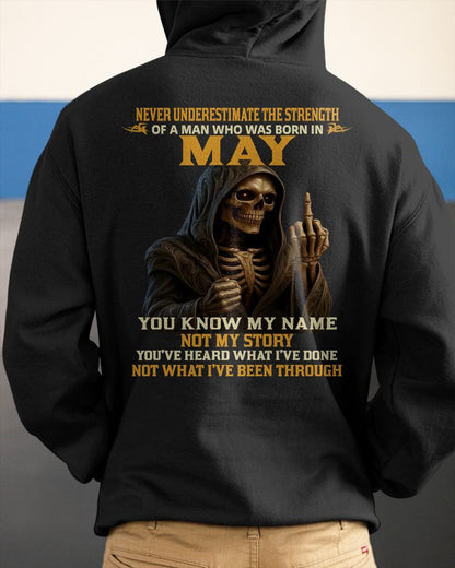 MAY - NEVER UNDERESTIMATE - BIRTHDAY T-SHIRT FOR MEN - NGHL05 (SKU26T-01-06-05)