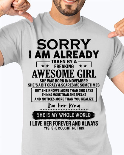 November - Awesome Girl born in November - Special gift for your boyfriend - From Wife NGHL11 (SKU.AT16)