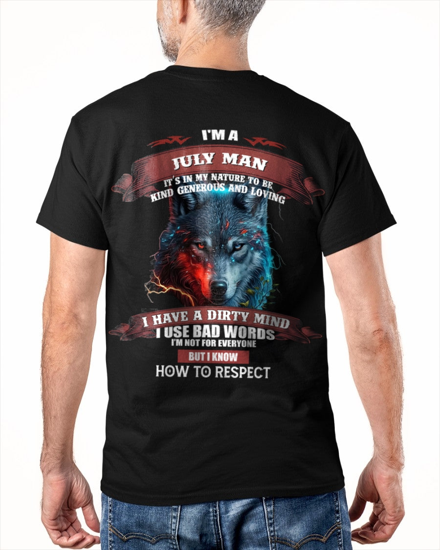 JULY - KNOW HOW TO RESPECT - BIRTHDAY T-SHIRT FOR MEN - NGHL07 / male (SKU12-162-07)