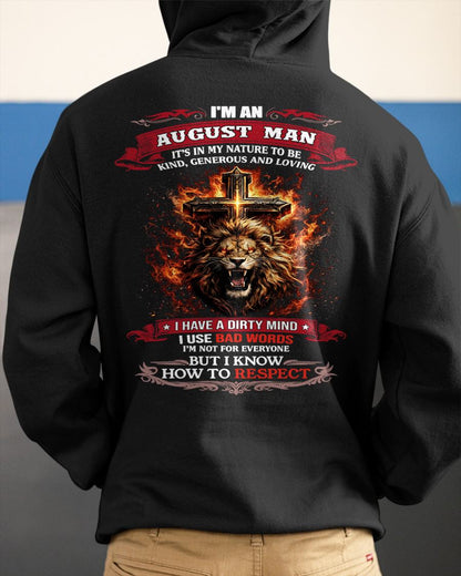 AUGUST - KIND AND LOVING ARE MY NATURE - PREMIUM DTG PRINT BIRTHDAY T-SHIRT FOR MEN - NGHL08 (SKU26T-01-31-08)