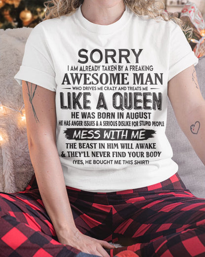 August - Awesome Man Born In August - Special gift for your Girlfriend - NGHL08 (SKU09-126-08)