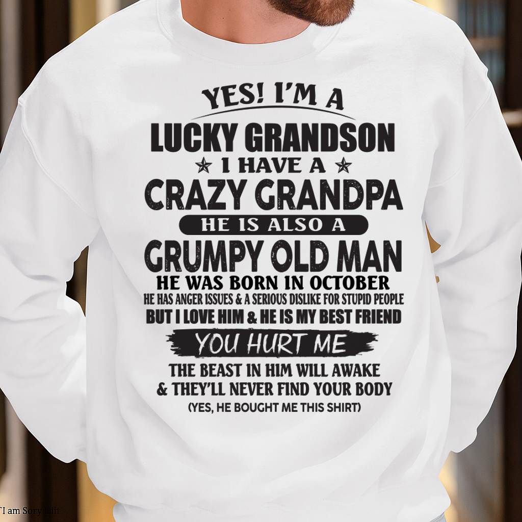 OCTOBER - LUCKY GRANDSON OF CRAZY GRANDPA -  PERFECT GIFT FROM GRANDPA - NGHL10 (SKU12-145-10)