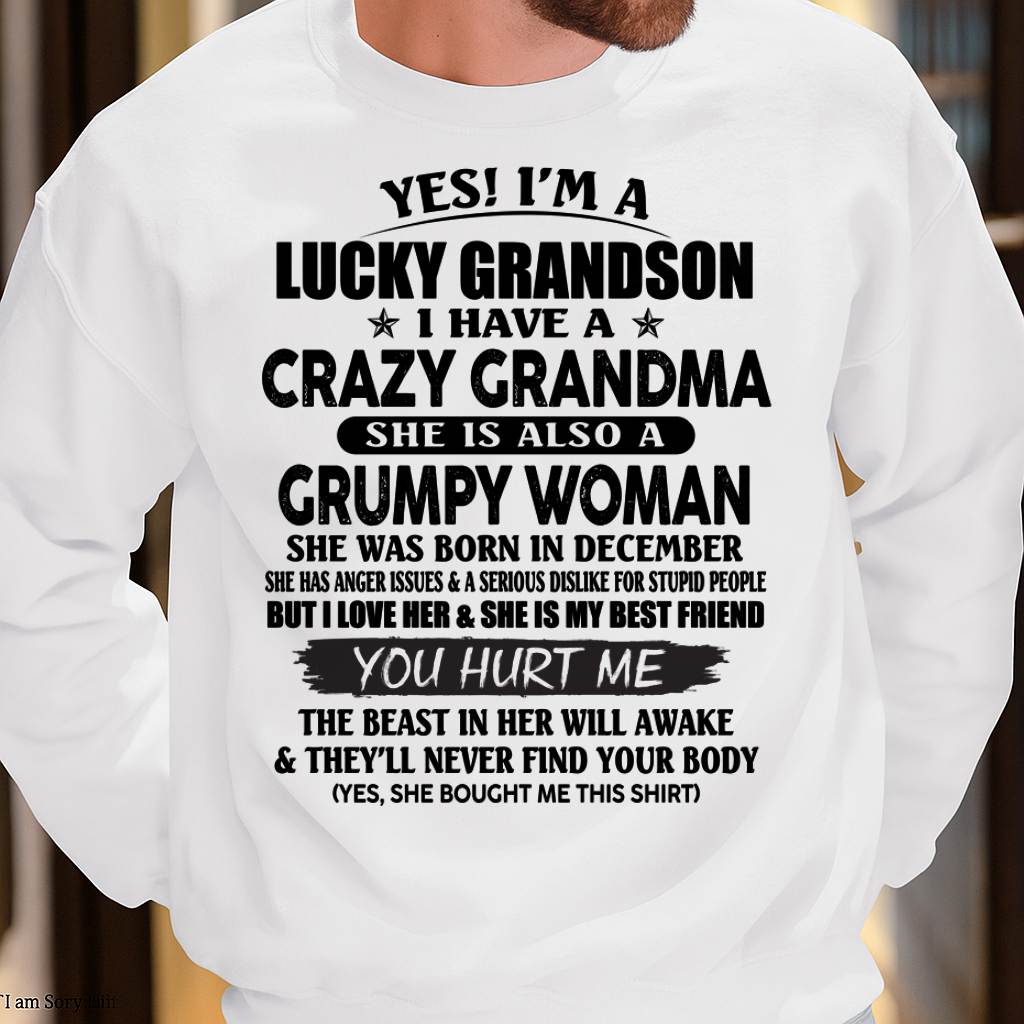 DECEMBER - LUCKY GRANDSON OF CRAZY GRANDMA -  PERFECT GIFT FROM GRANDMA - NGHL12 (SKU12-113-12)