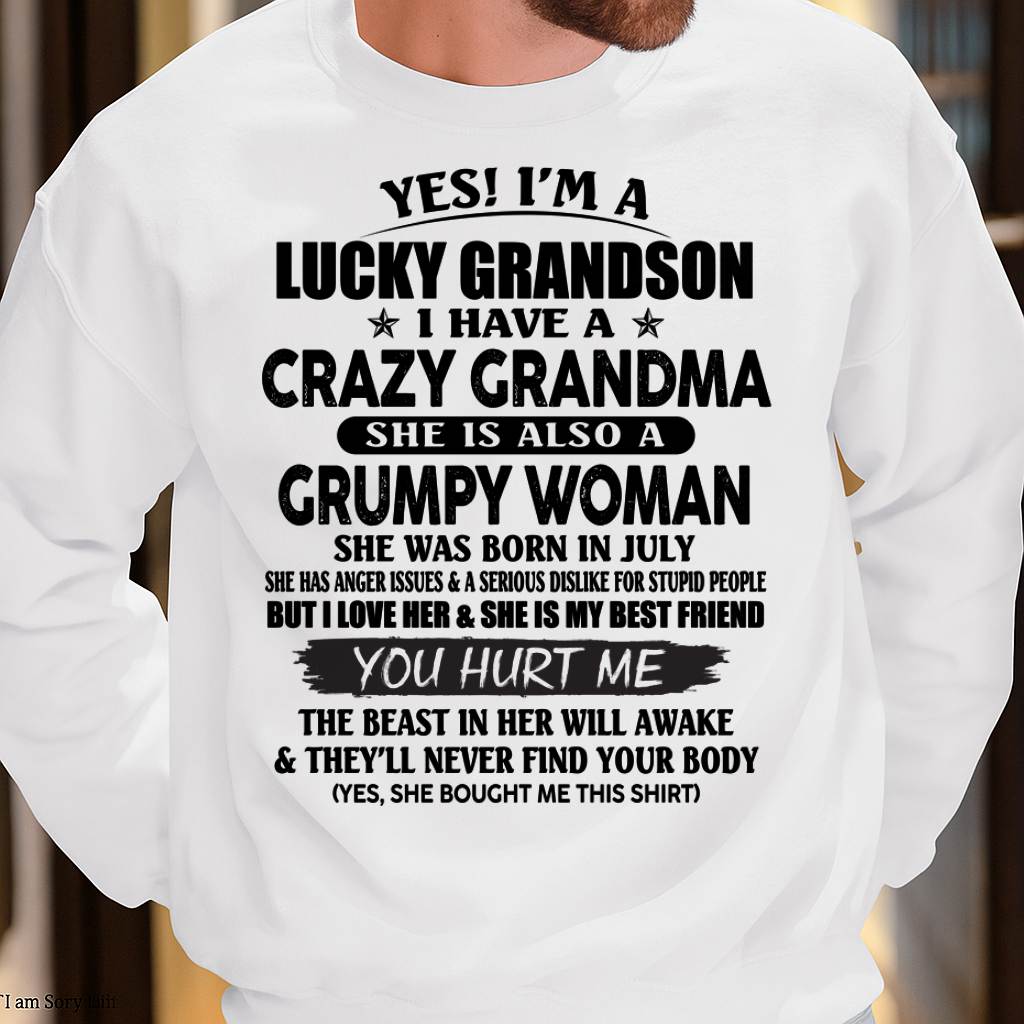 JULY - LUCKY GRANDSON OF CRAZY GRANDMA -  PERFECT GIFT FROM GRANDMA - NGHL07 (SKU12-113-07)
