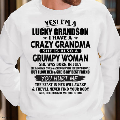 JULY - LUCKY GRANDSON OF CRAZY GRANDMA -  PERFECT GIFT FROM GRANDMA - NGHL07 (SKU12-113-07)