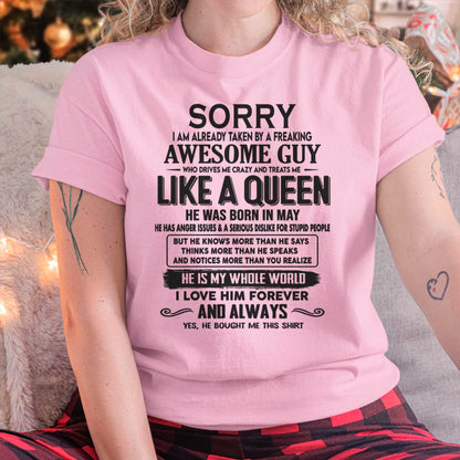 May - Sorry I am already taken by a freaking awesome guy - Gift for Wife From Husband - NGHL05 (SKU08-25-05)