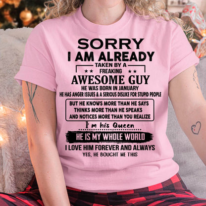 January - Taken by an Awesome Guy Shirt - Perfect Gift For Your Girlfriend NGHL01 (SKUT08-11-01)