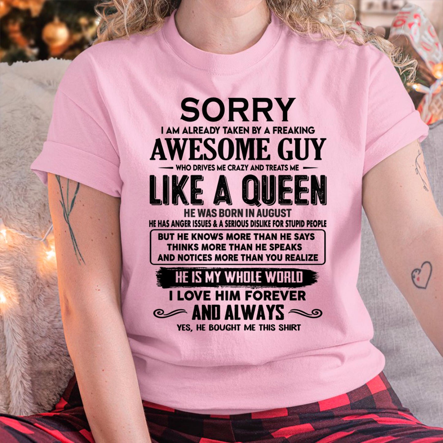 August - Sorry I am already taken by a freaking awesome guy - Gift for Wife From Husband - NGHL08 (SKU-SRG-08)