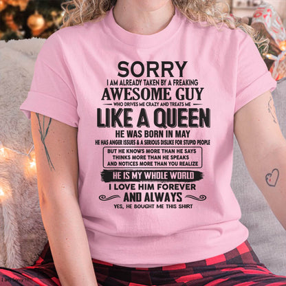 May - Sorry I am already taken by a freaking awesome guy - Gift for Wife From Husband - NGHL05 (SKU08-25-05)