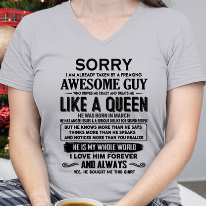 March - Sorry I am already taken by a freaking awesome guy - Gift for Wife From Husband - NGHL03 (SKU-SRG-03)