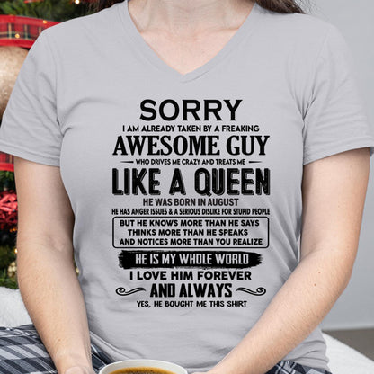 August - Sorry I am already taken by a freaking awesome guy - Gift for Wife From Husband - NGHL08 (SKU-SRG-08)