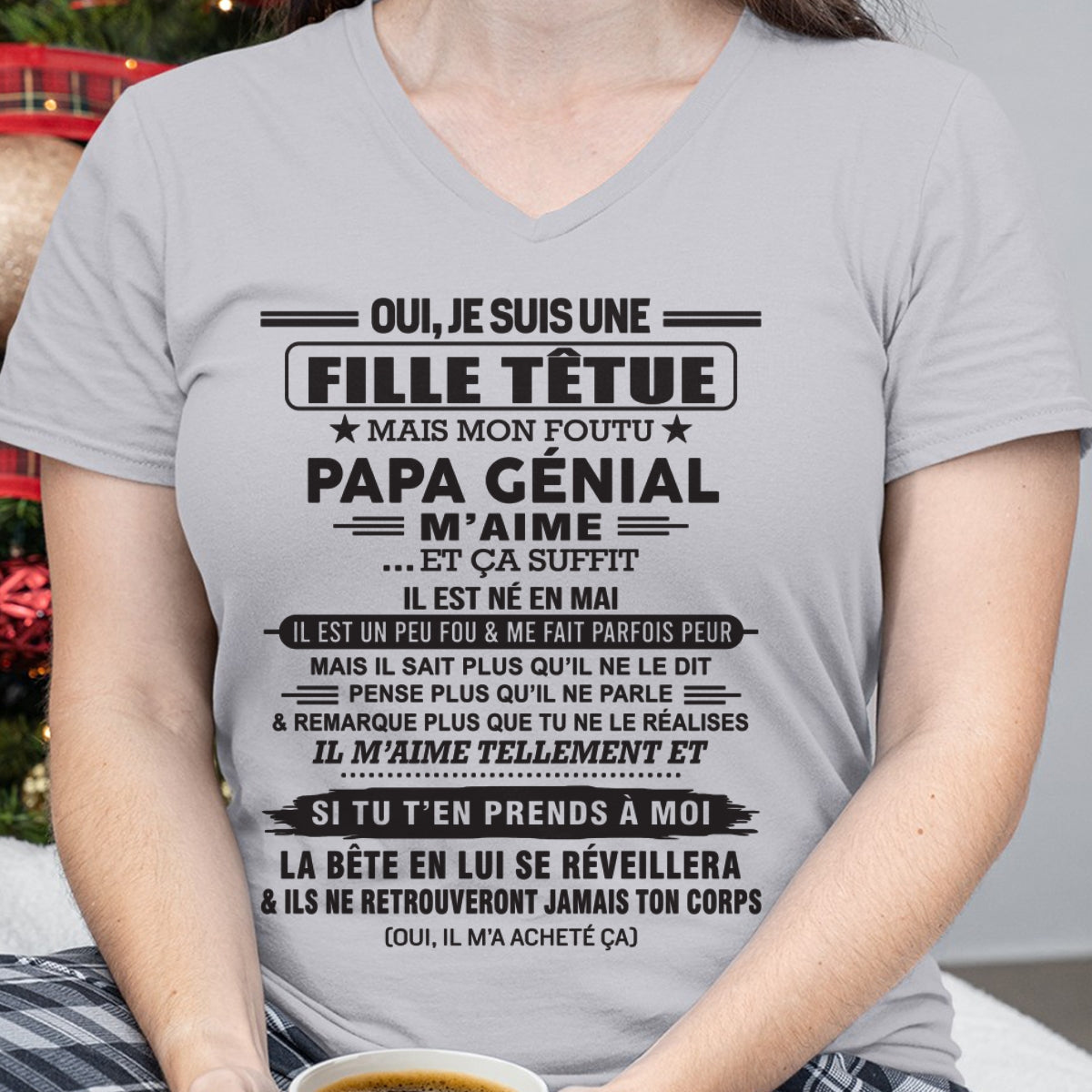 MAI - Oui, je suis une fille têtue – T-shirt | Cadeau d’anniversaire de papa pour sa fille - NGHL05 / fr05 (SKU12-214-05)