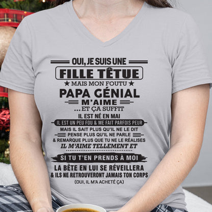 MAI - Oui, je suis une fille têtue – T-shirt | Cadeau d’anniversaire de papa pour sa fille - NGHL05 / fr05 (SKU12-214-05)